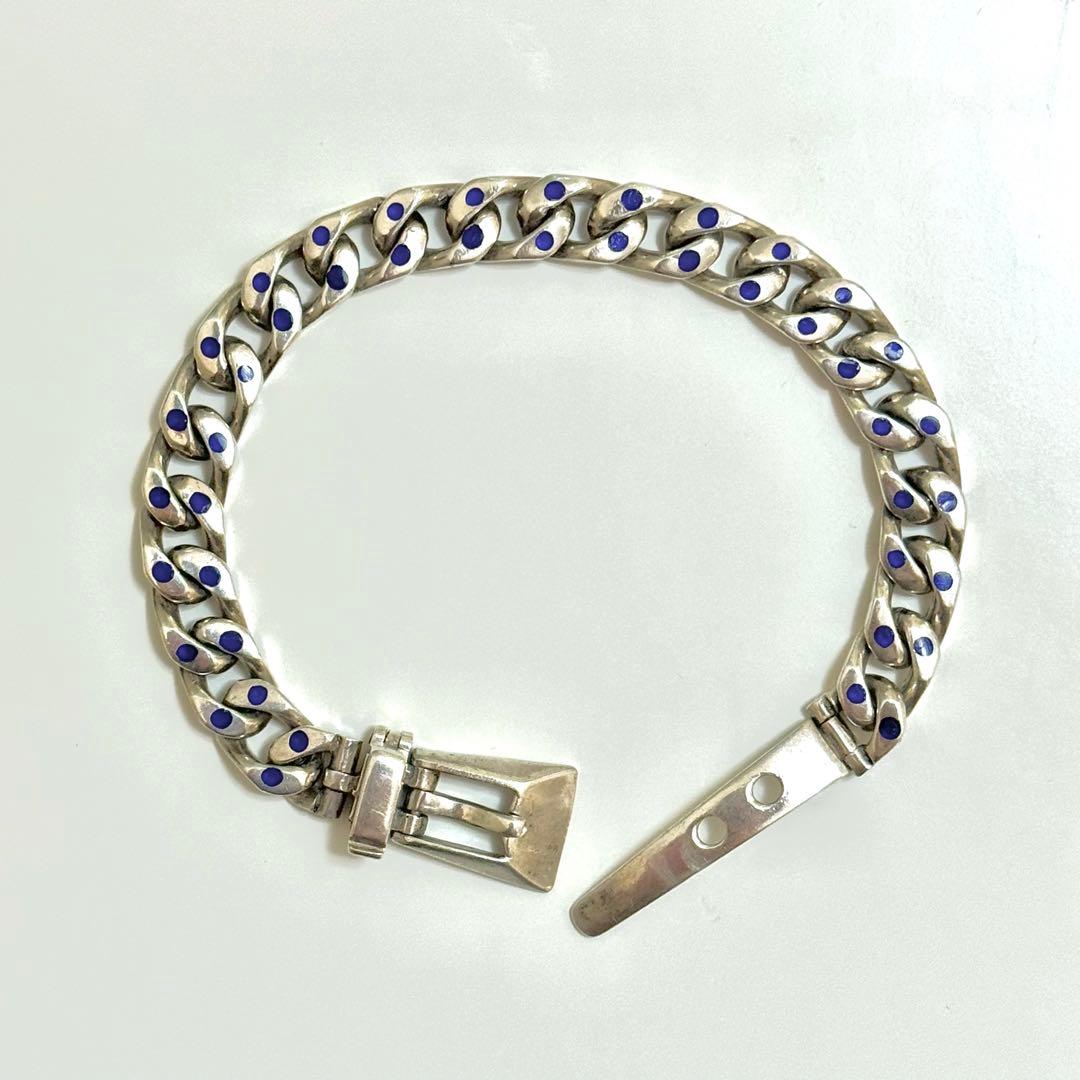 極上　ヴィンテージ　ベルト　ブレスレット　シルバー925 サファイア
