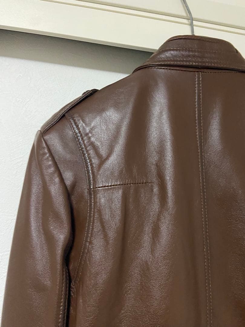 良品 値下げ stud homme Lジップレザーライダース エディ ブラウン