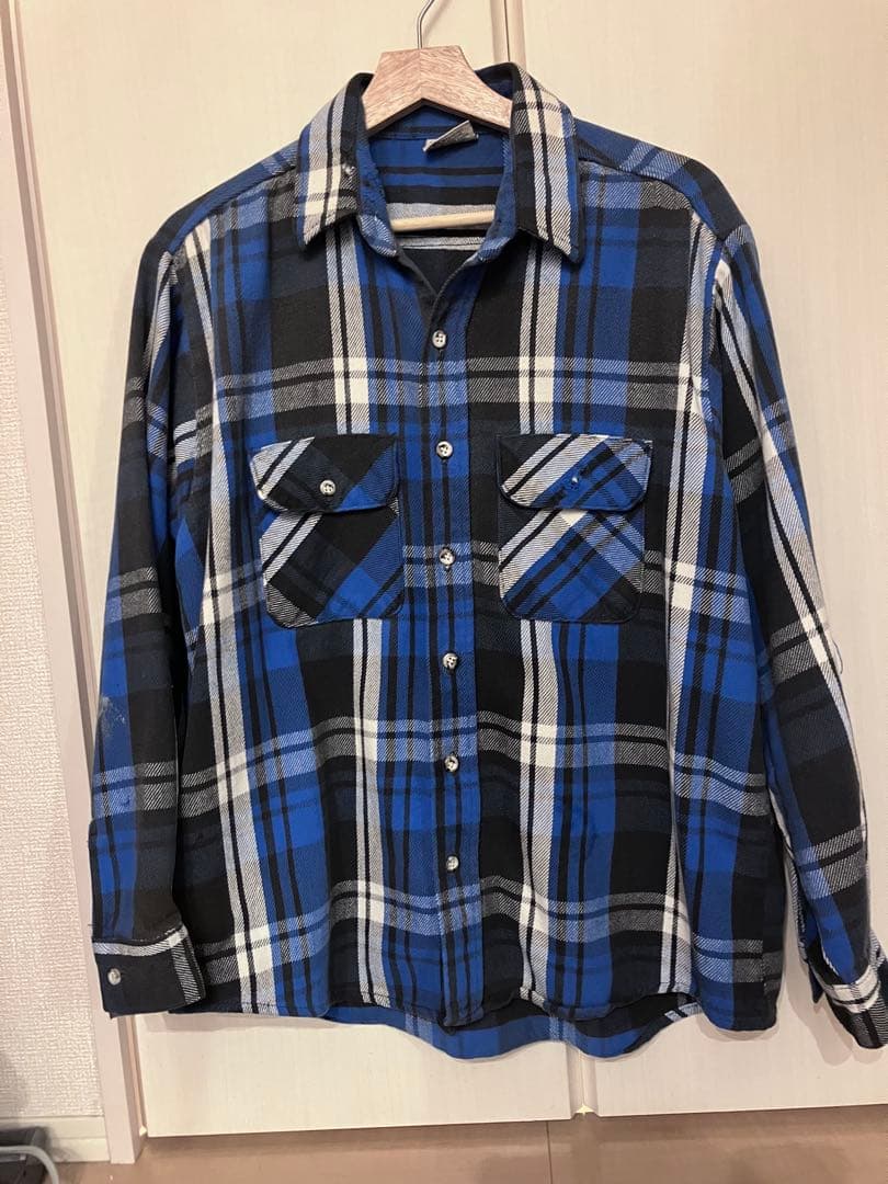 five brother ネルシャツ 青黒 チェック Lサイズ