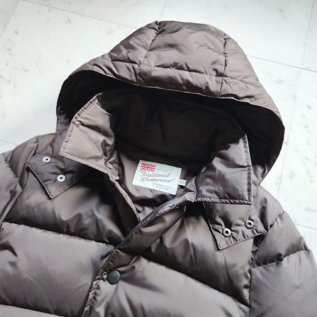 美品 トラディショナルウェザーウェア ダウンコート フード付き