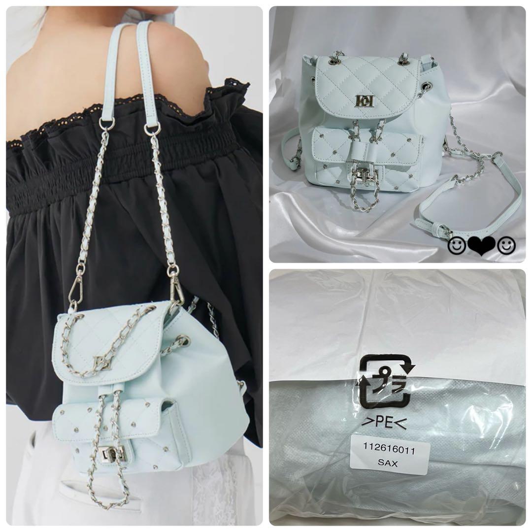 Darich♡キルティングビジューミニリュック♡サックス - メルカリ