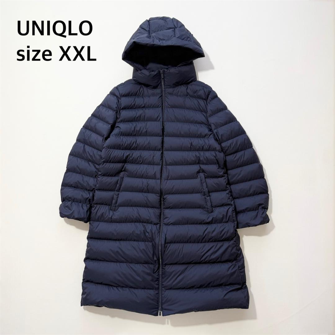 希少　UNIQLO XXL ウルトラライトダウンロングコート　フード取り外し可 新品】ユニクロ ウルトラライトダウンロングコート XXL ブラック 黒
