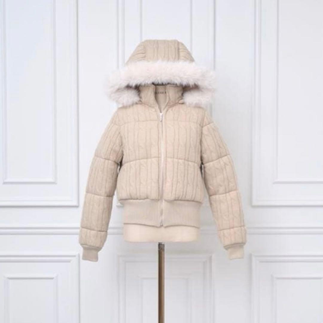 ジャケット・アウター MISTREASS Cable Knit Padded Jacket beige