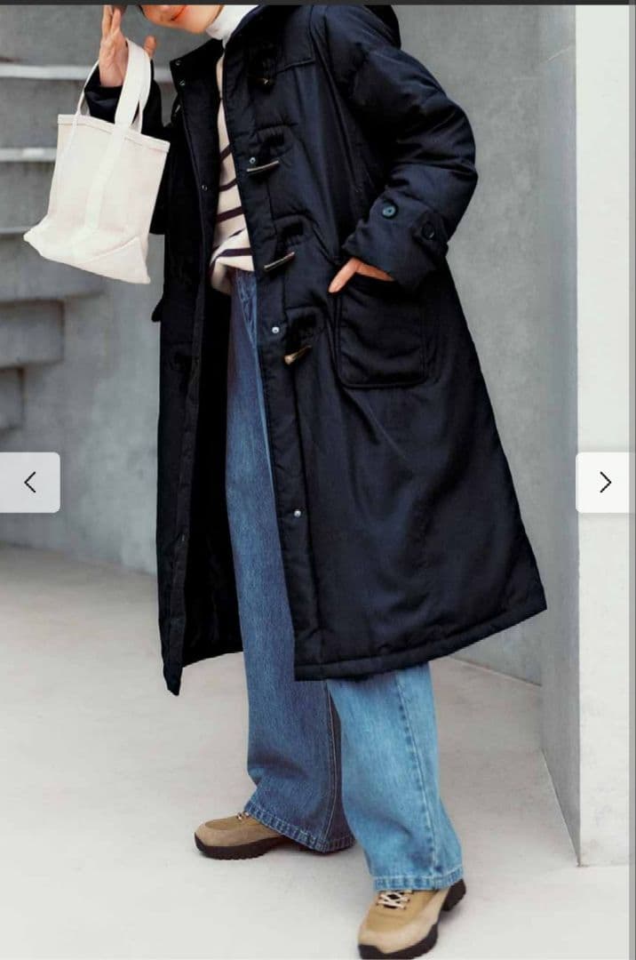 フェリシモ くぼっち ダッフル ダウンコート 撥水 ネイビー