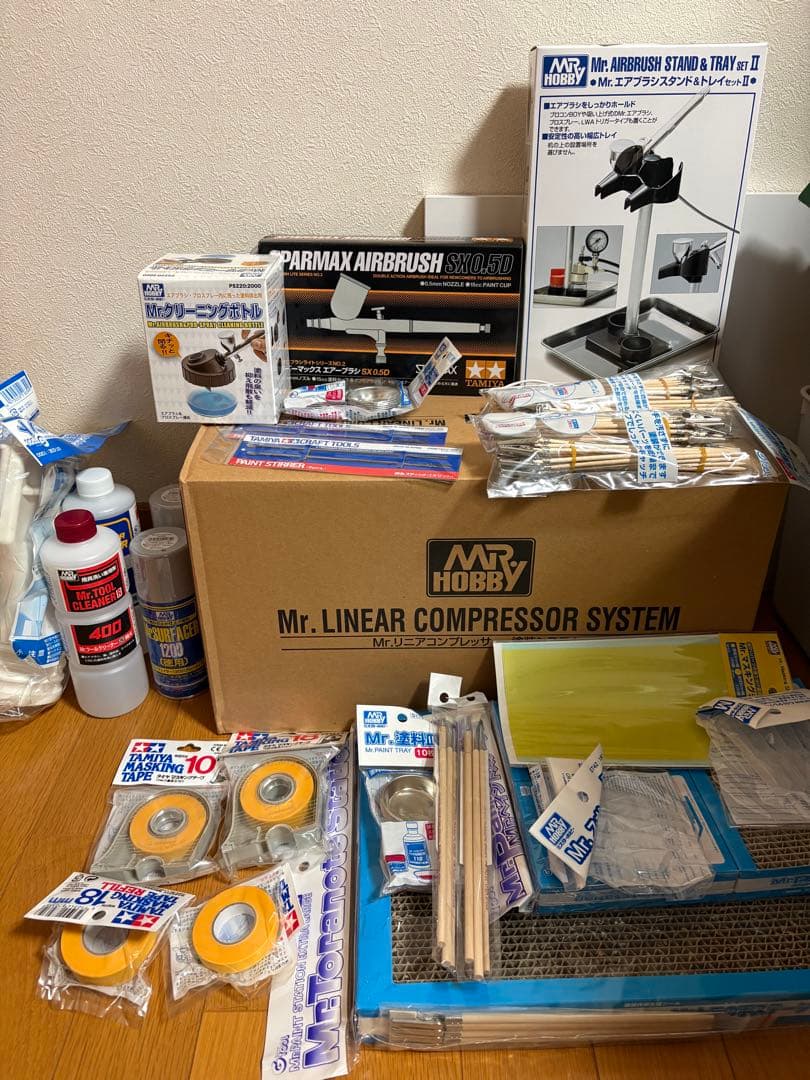 新品未使用‼️リペイント道具一式セット　コンプレッサーなど　クレオス　タミヤ