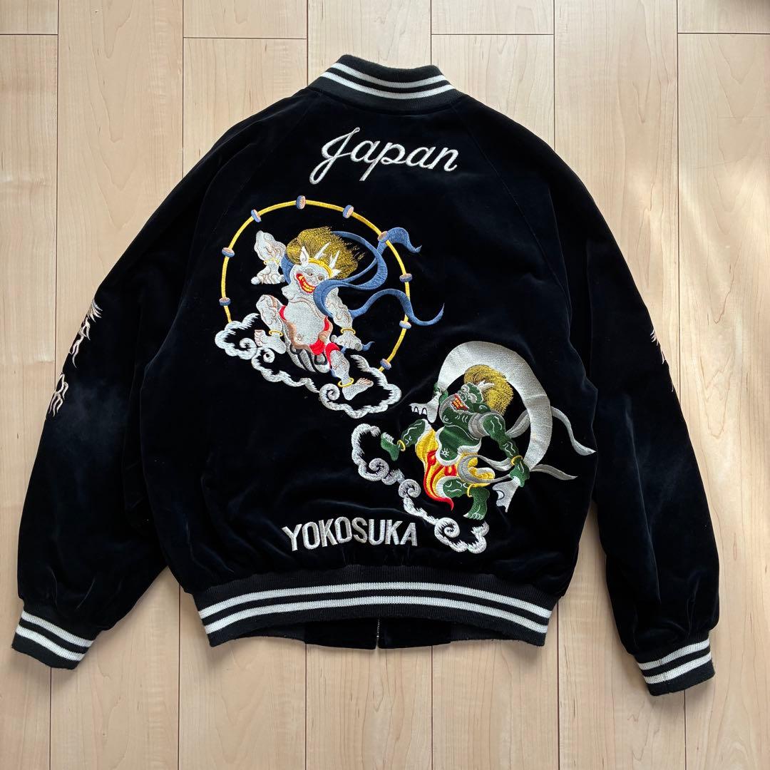 【VINTAGE】別珍 スカジャン 風神雷神