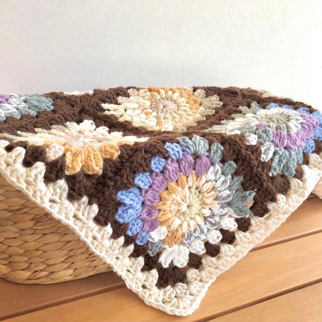 ☆thanks price☆手編みマルチカバー【ナチュラル】