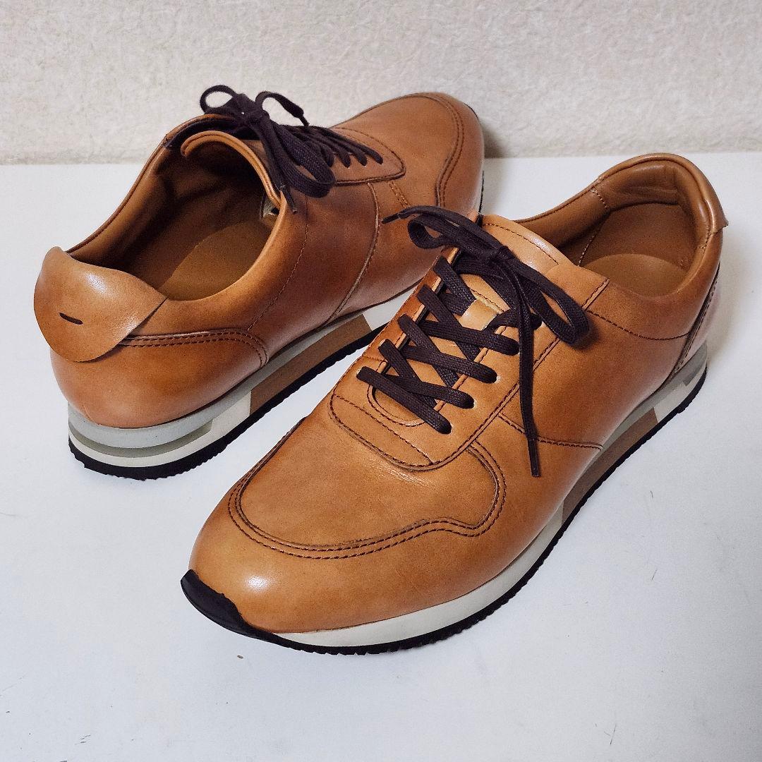 極美品 アシックス ランウォーク 26EEE キャメル レザー スニーカー