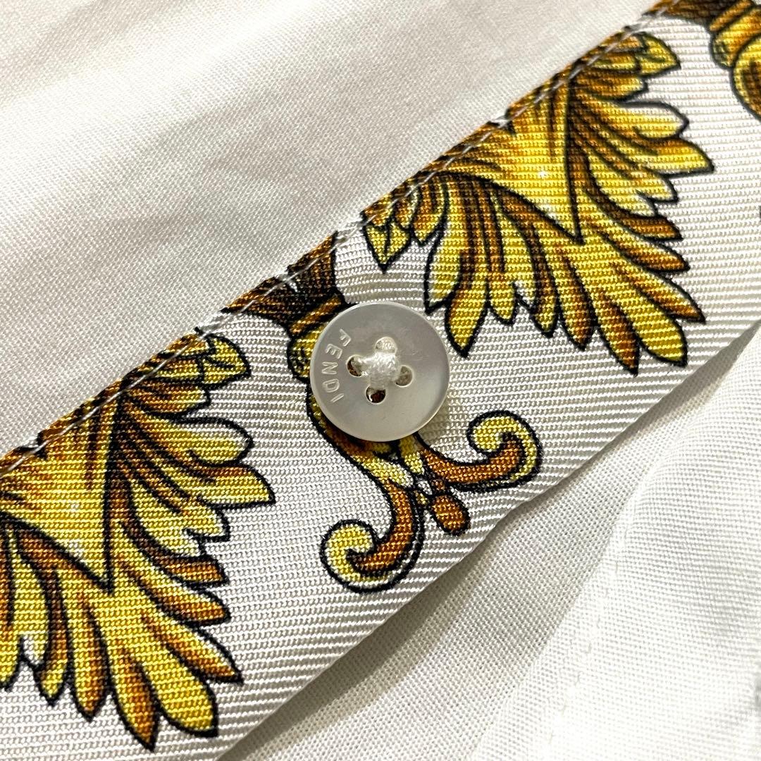 美品】フェンディ×ヴェルサーチ 襟柄 長袖シャツ ズッカ柄 ホワイト 41