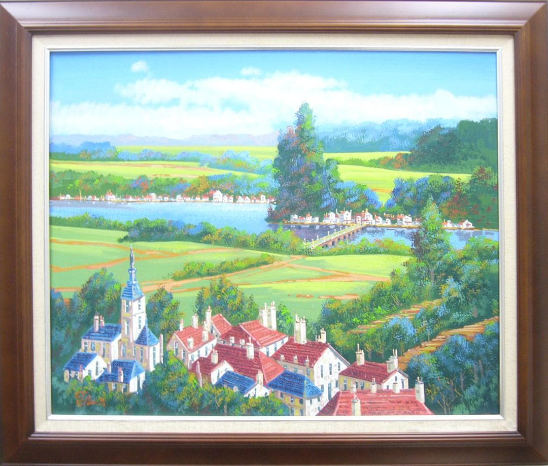 絵画 油絵 竹内敏彦 肉筆油絵 ドナウの流れ F20 絵画 油絵 竹内敏彦 肉筆油絵 風景画 シュピーツ F8 送料無料 : アート