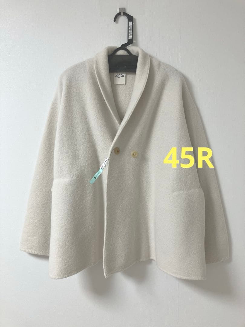 45R★ぬくぬくの定番★縮絨ウールのカウチンコート★白1
