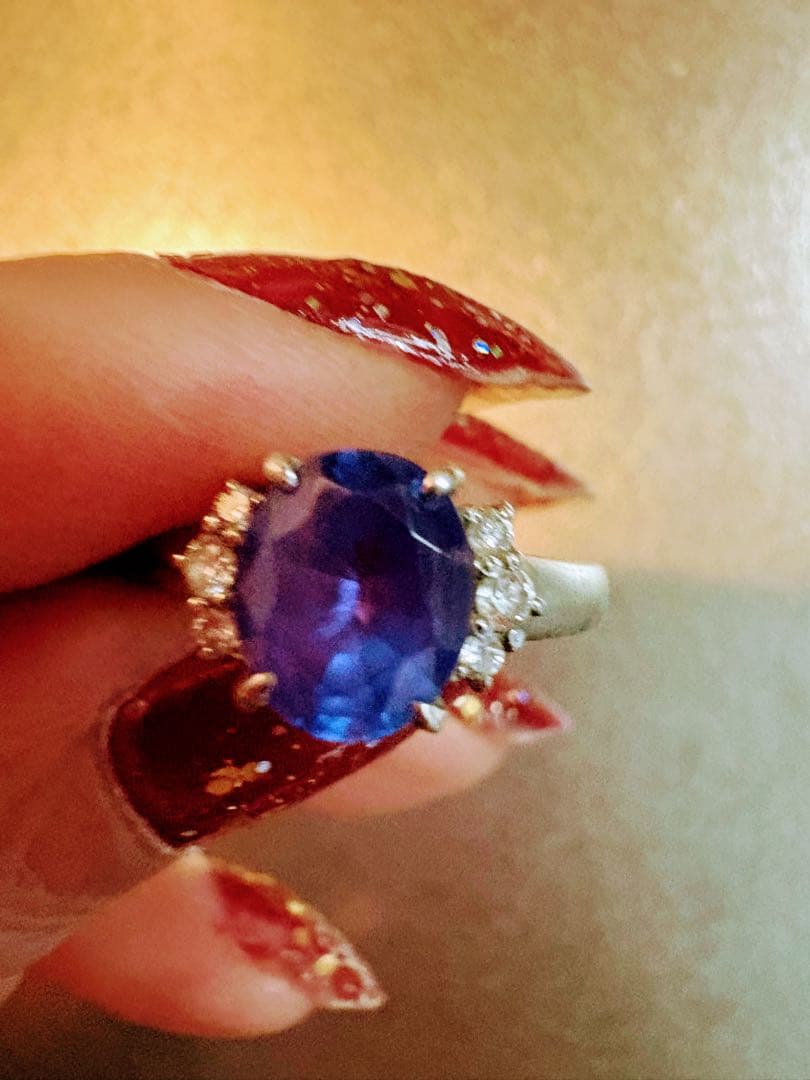 タンザナイトダイヤモンドリング タンザナイト ダイヤモンドリング TA 0.52ct D 0.13ct Pt950 GGSJ鑑別書付