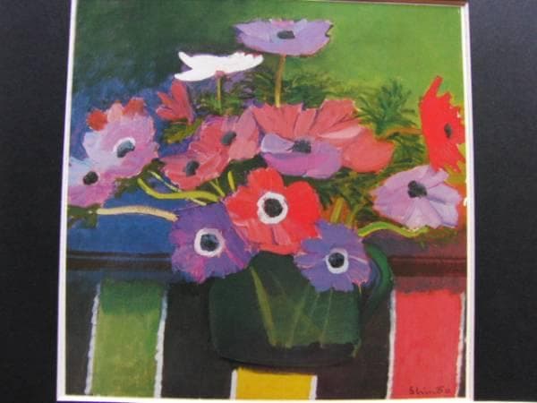 進藤蕃、アネモネ、レゾネより、希少、版上サイン、新品額装