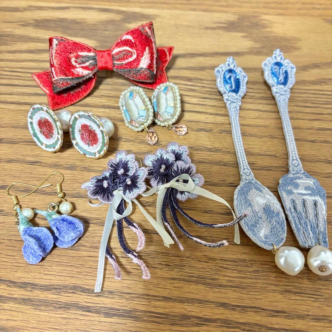 オカッパラバー ピアス リング 刺繍 陶器