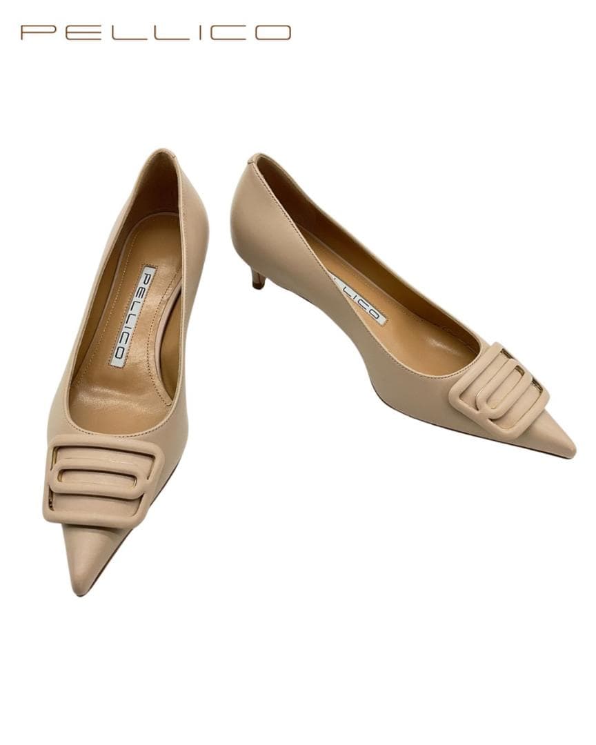 【新品】PELLICO モチーフ付レザーパンプス ベージュ 35.5