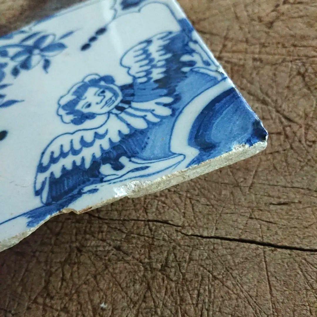 素敵な天使 アンティーク デルフト タイル 陶器 陶板 オランダ 古道具