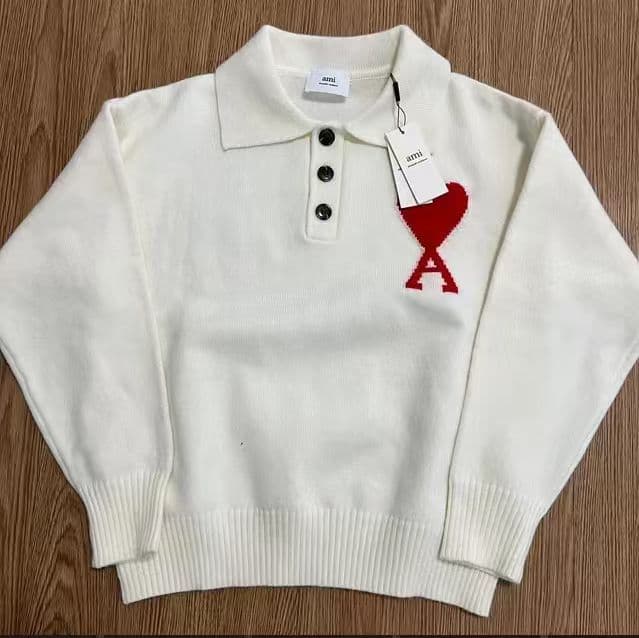 AMI PARIS ホワイト ニット セーター ポロニット mm2 - メルカリ