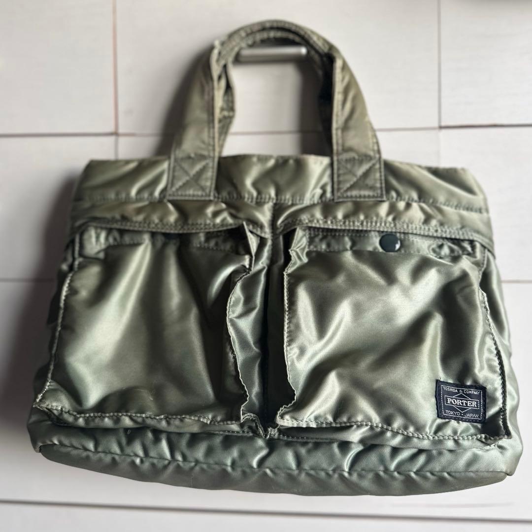 美品】レア ポーター PORTER タンカーミニトートバッグセージグリーン