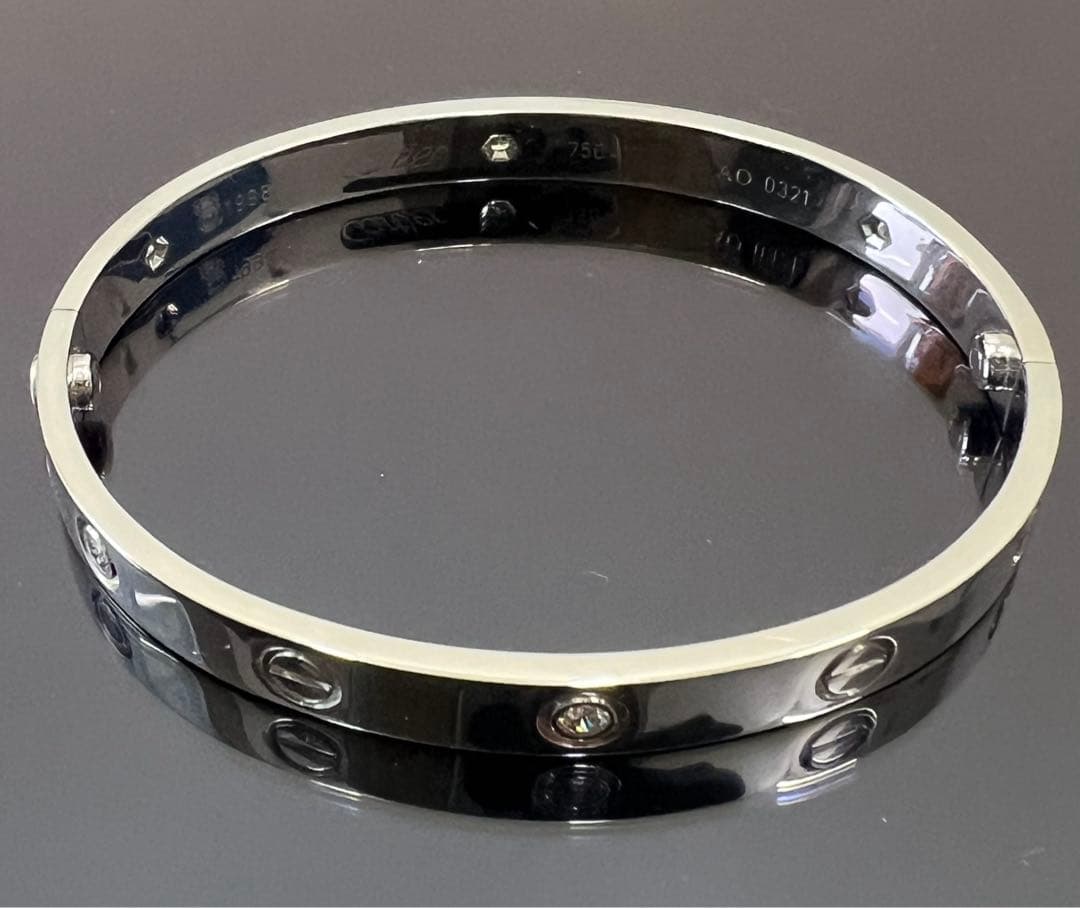 美品　カルティエ　ラブブレス　#17 6pダイヤモンド　ホワイトゴールド 正規品