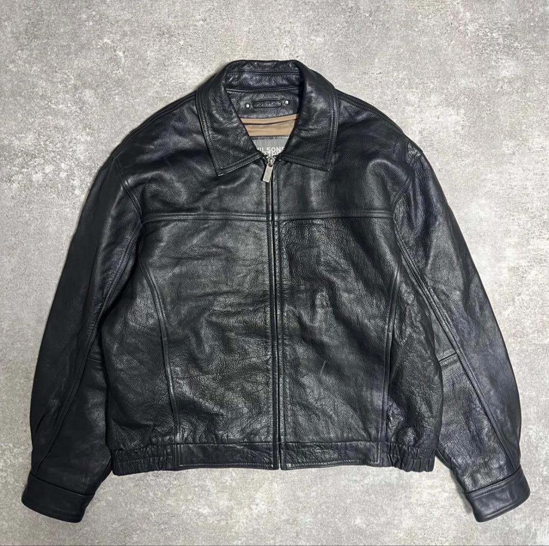 み*ん様 80s 90s vintage レザージャケット 本革 短丈 黒色　y