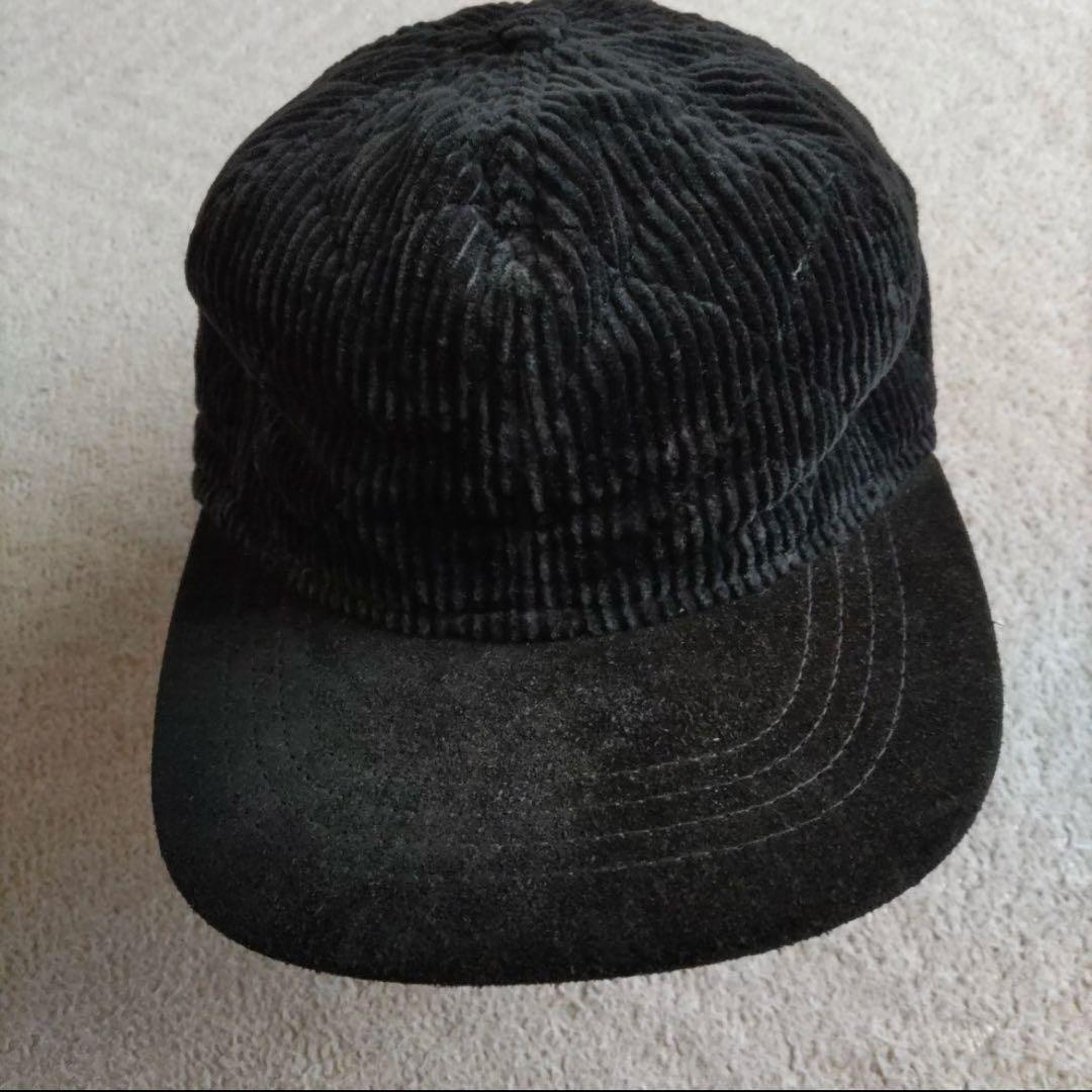 90s白タグUSA製 エディバウアーキャップ　コーデュロイ　黒 Eddie Bauer（エディーバウアー） キャップ 帽子 コーデュロイ ロゴ