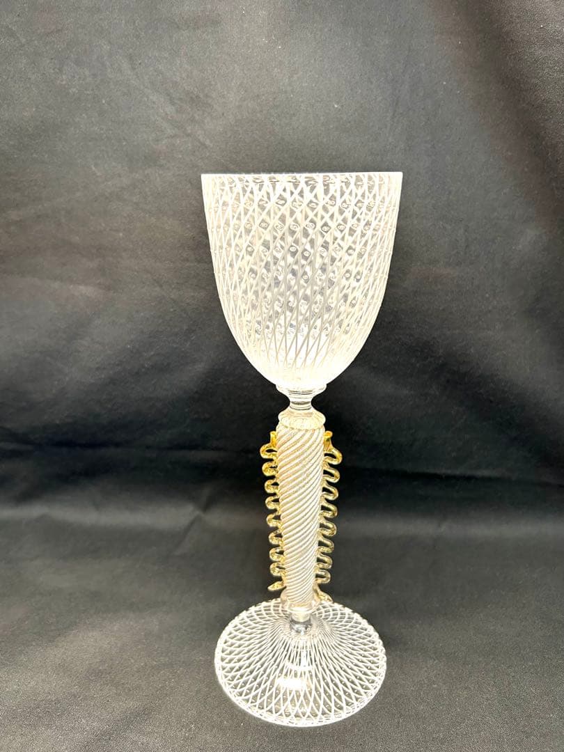 ベネチアングラス Seguso製ホワイトレース柄　ヴィンテージ品　未使用品