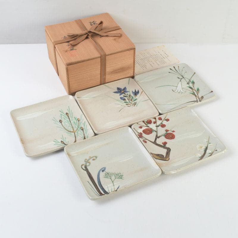 和食器　茶懐石　幸兵衛窯　絵変四方皿　銘々皿　五客　共箱　N　9375 2017101813.jpg?fit=600,600&ssl=1