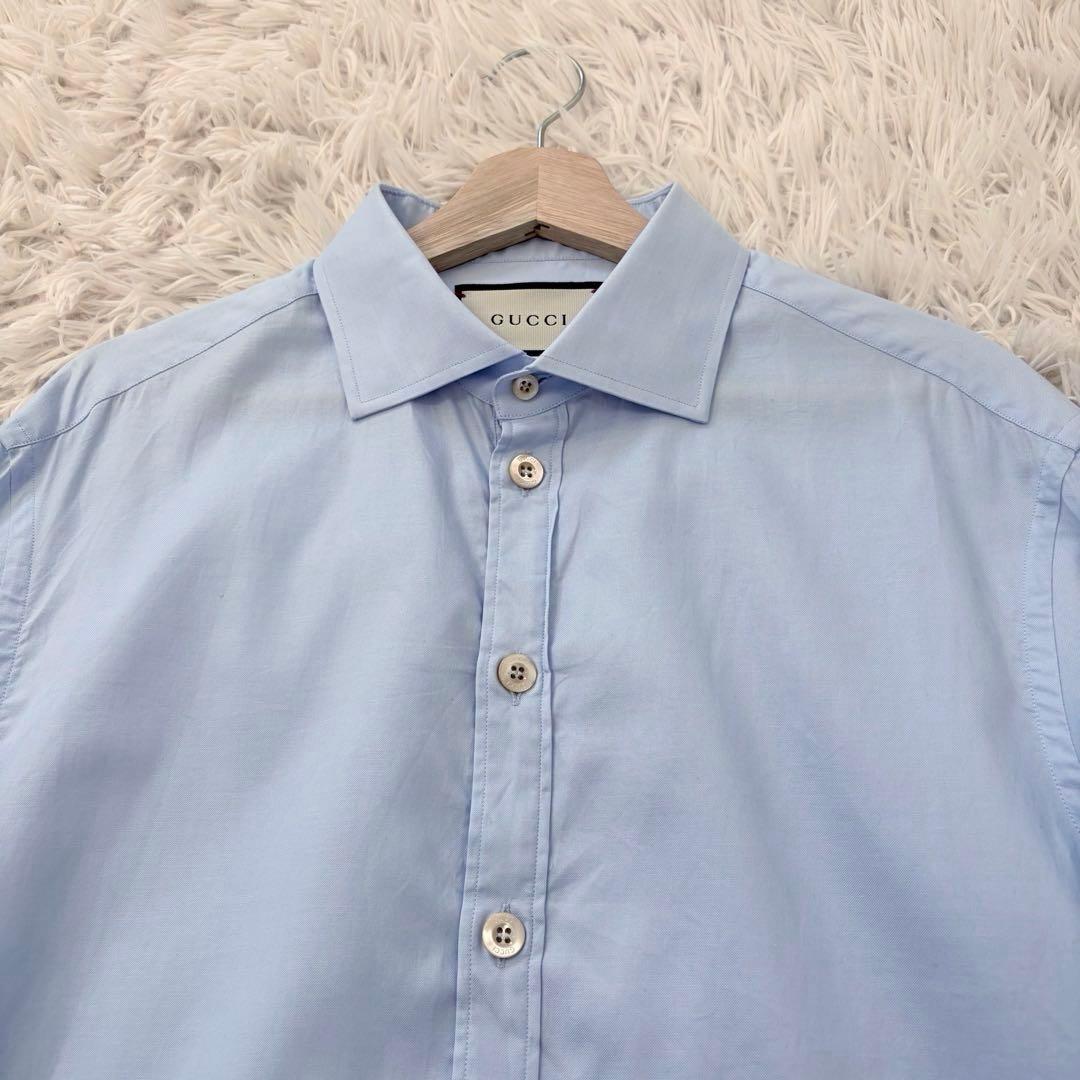 極美品】グッチ 長袖シャツ プルオーバーシャツ 現行 XXL ブルー