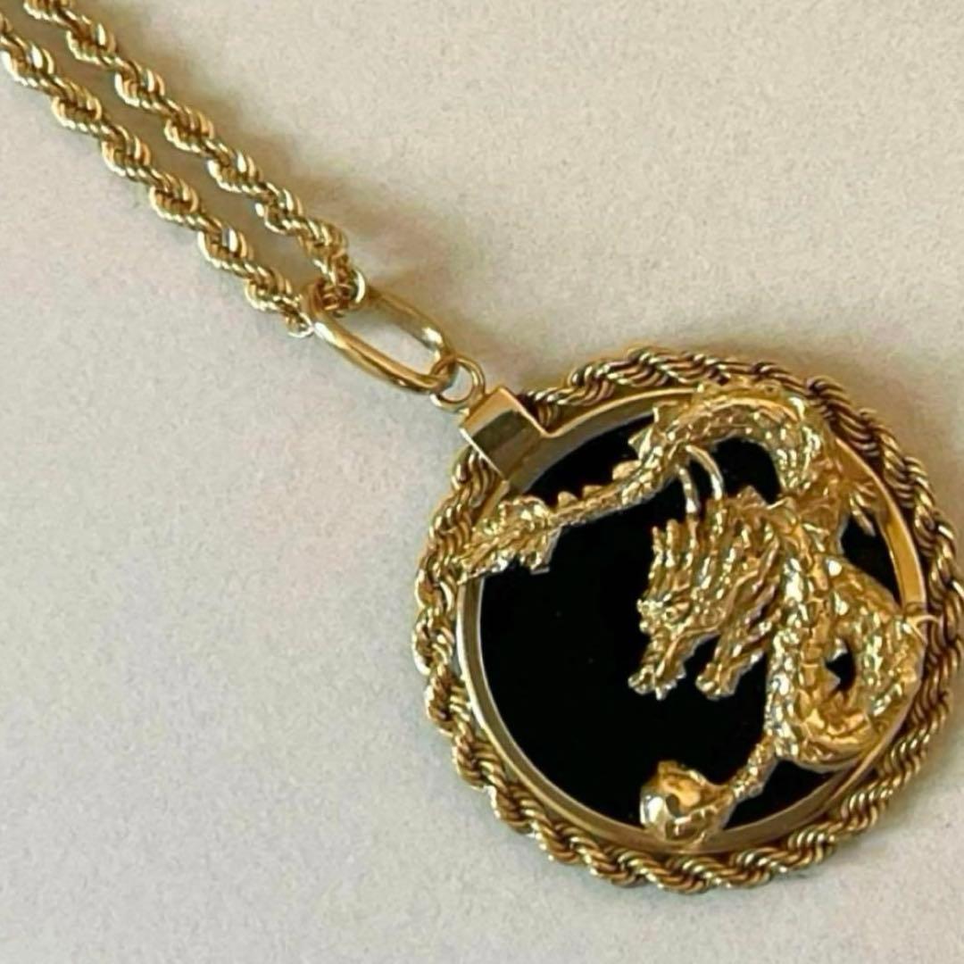 K１８ペンダント　オニキス　龍モチーフ　【特典付き】 楽天市場】【送料無料】K18 18金 オニキス 龍 ドラゴン ペンダント