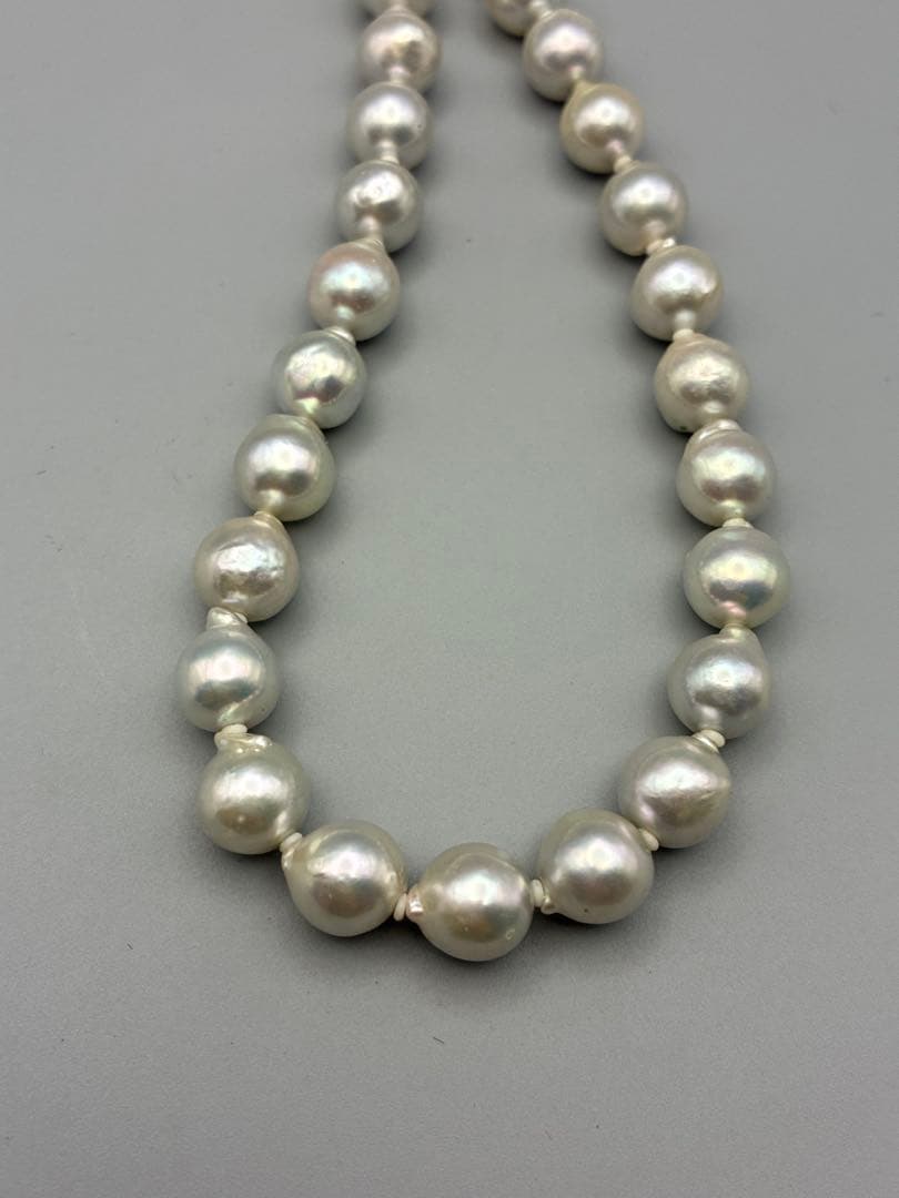 薄灰色　本真珠　 0.8cm 43cm ネックレス　レディース　パール