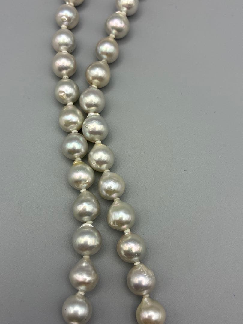 薄灰色　本真珠　 0.8cm 43cm ネックレス　レディース　パール