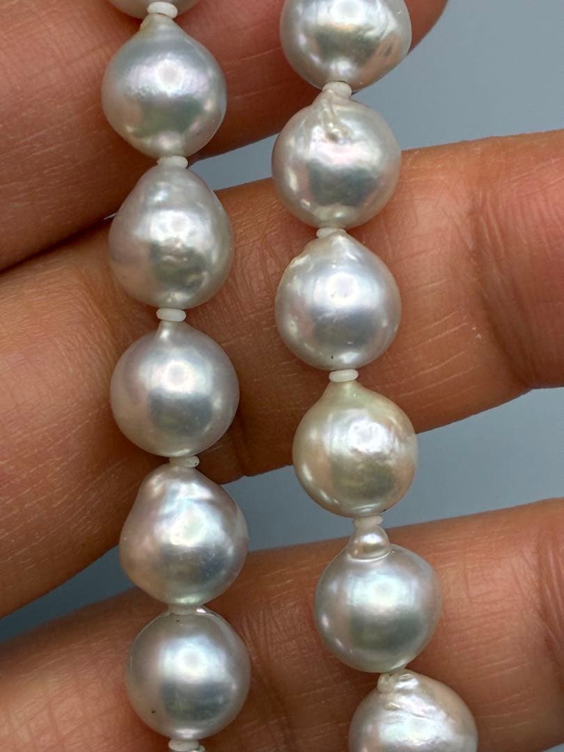 薄灰色　本真珠　 0.8cm 43cm ネックレス　レディース　パール