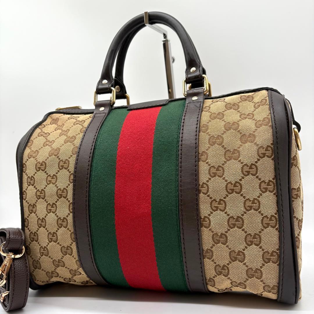 【極美品】GUCCI ボストンバッグ 2way GGキャンバス シェリーライン