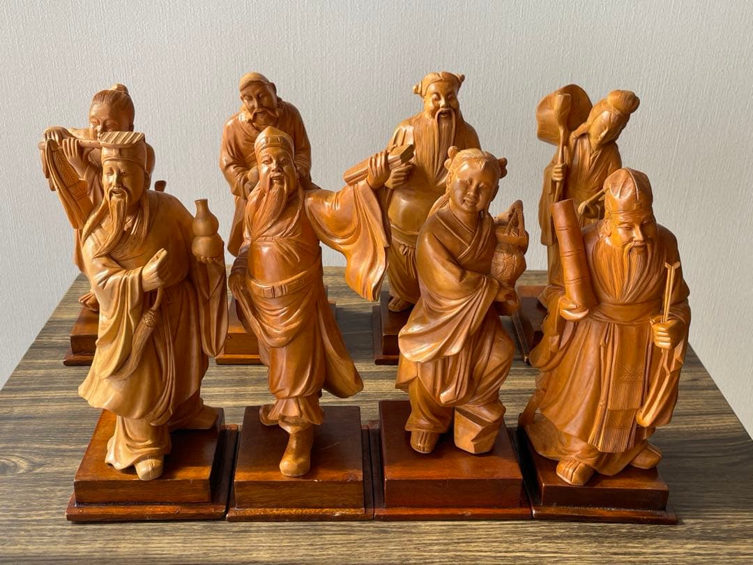 中国伝統彫刻 八仙人 8体セット 約18センチ 縁起物 - メルカリ