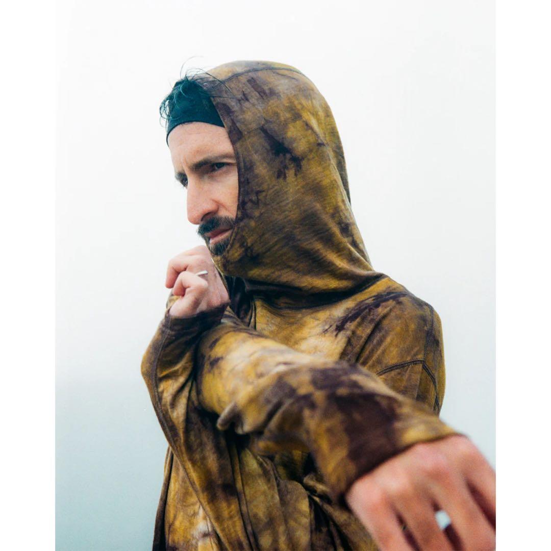 charbon running シャルボン タイダイフーディー 長袖Tシャツ S ロンT メンズ 長袖Tシャツ タイダイ染め ミニ裏毛 ロング丈 ダメージ