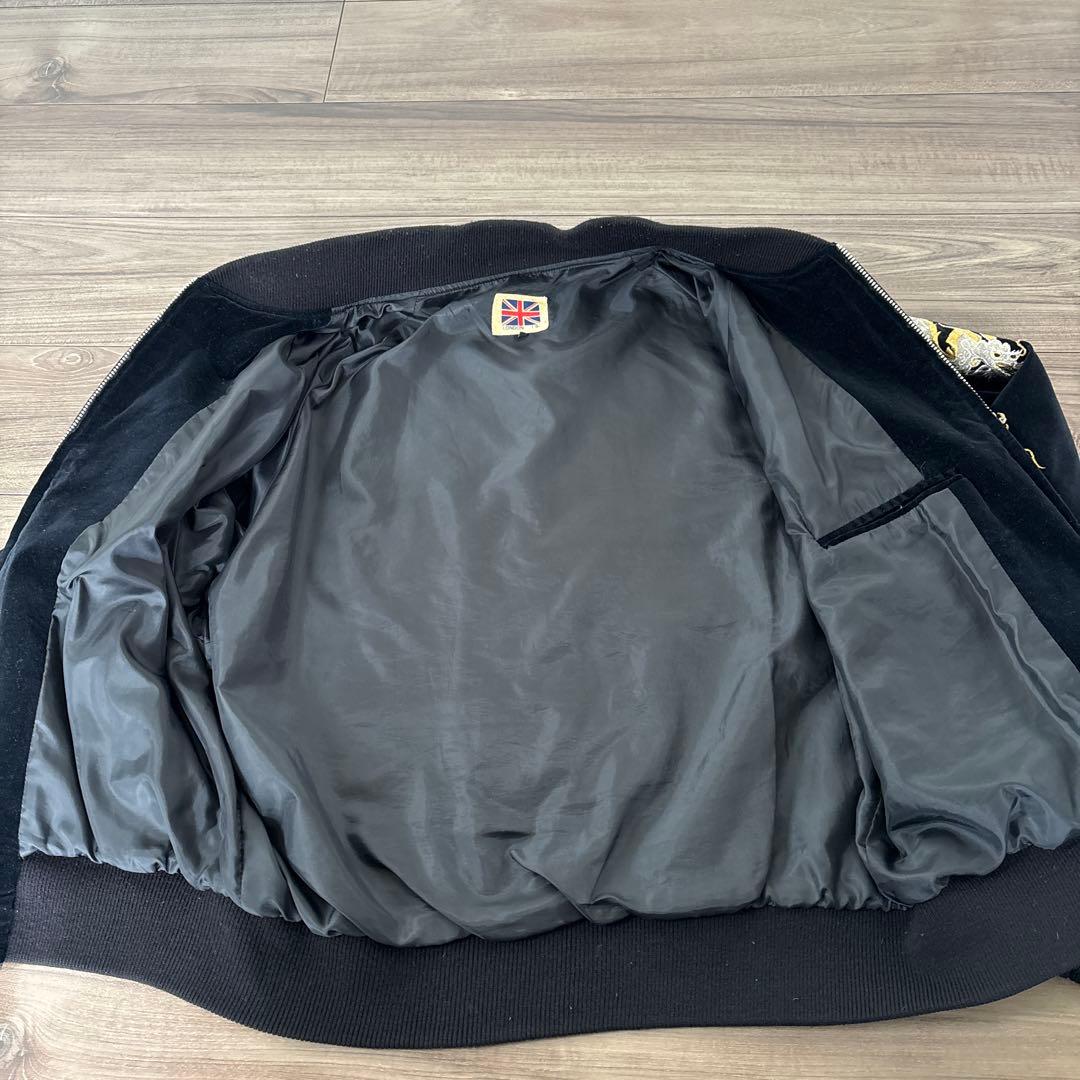 Lサイズスカジャン 鷲 龍 黒 ベルベット YOKOSUKA 1990年代 - メルカリ