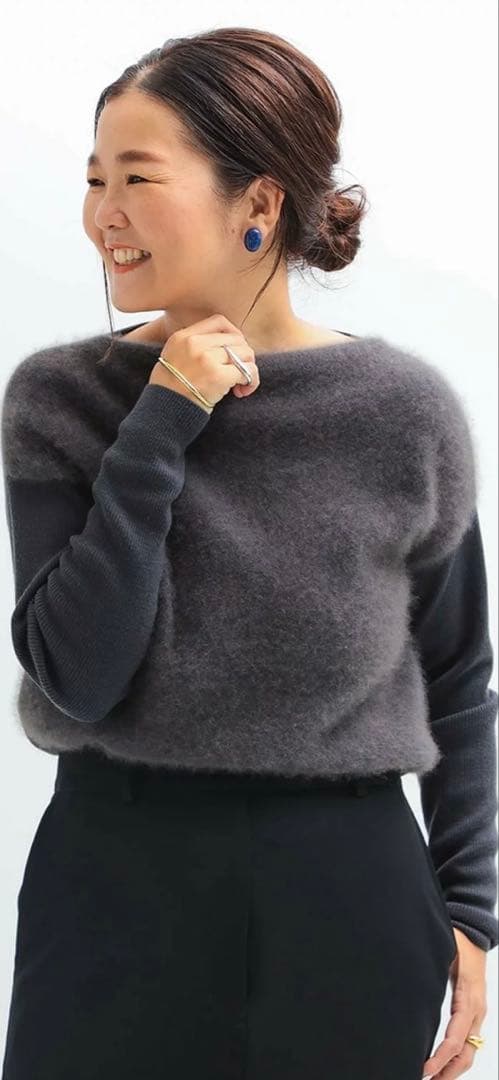 デミルクスビームス フラッフィーボートネックニット