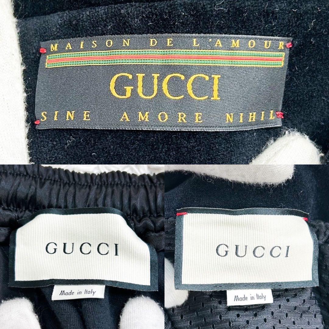 極美品！グッチ20SS刺繍ロゴシェニールベロアセットアップブルゾンXL