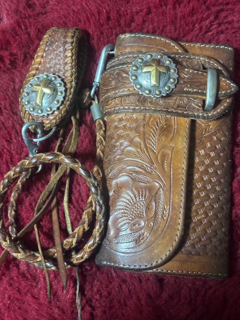 ALZUNI 手彫りバスケットカービングウォレット バイカーズウォレットセット！