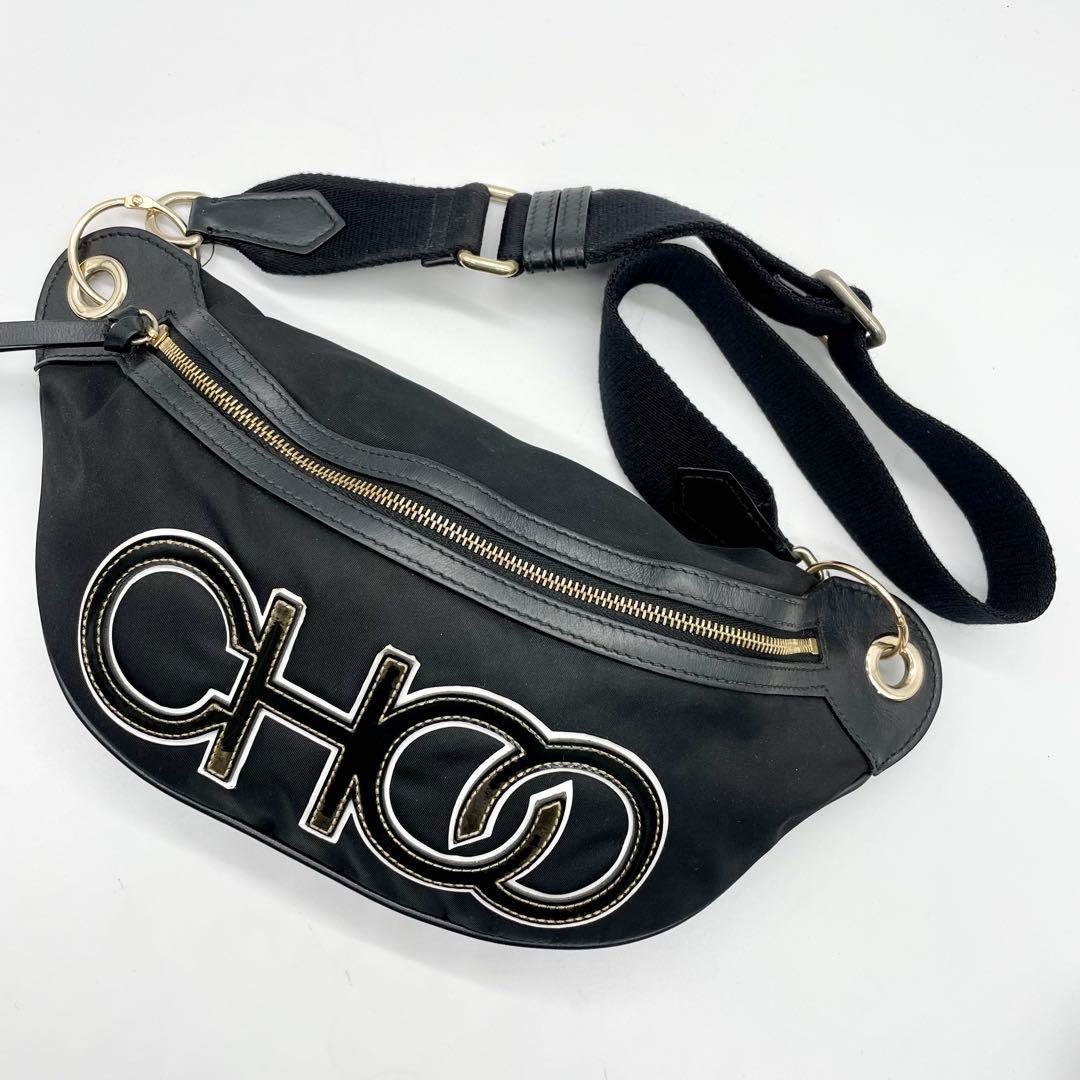 ostrich ジミーチュウ ナイロン レザー ボディーバッグ ロゴ