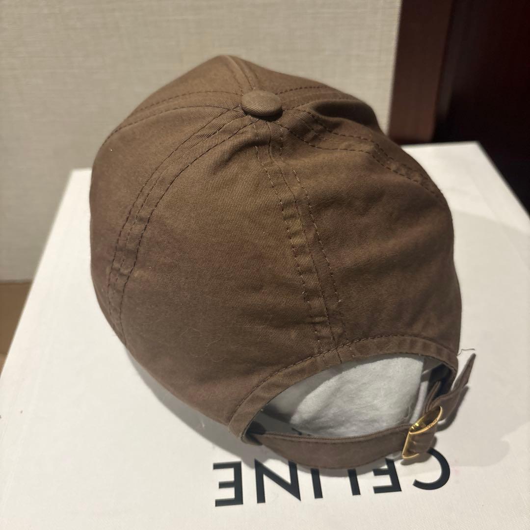 CELINE ブラウンロゴ刺繍 キャップ Sサイズ