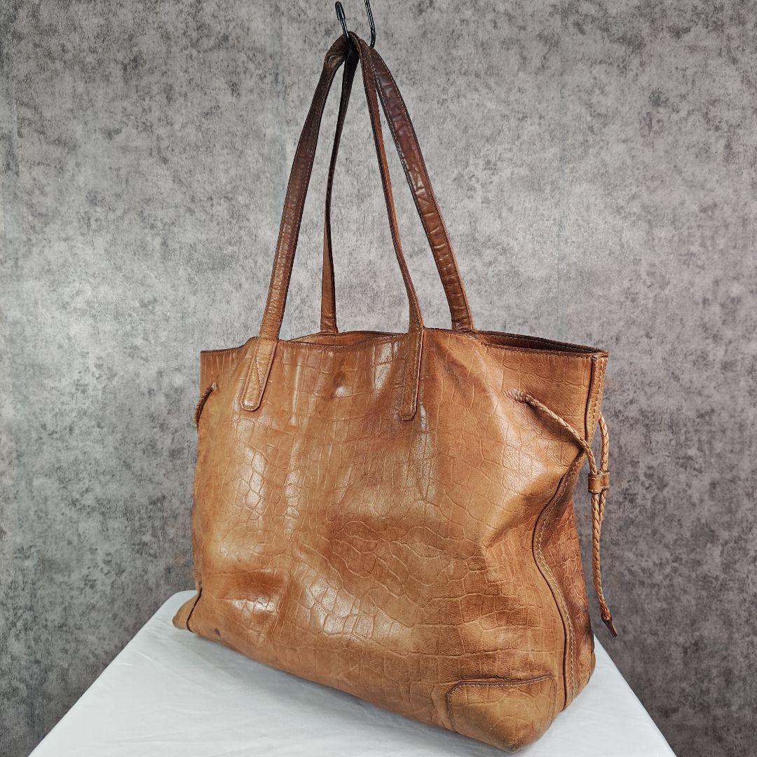 aniary アニアリ クロコ型押し レザートートバッグ ブラウン A4収納可