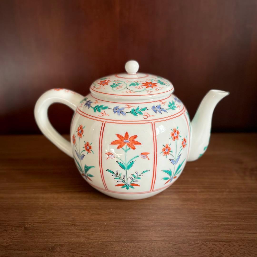 柿右衛門 水注 土瓶形 草花文