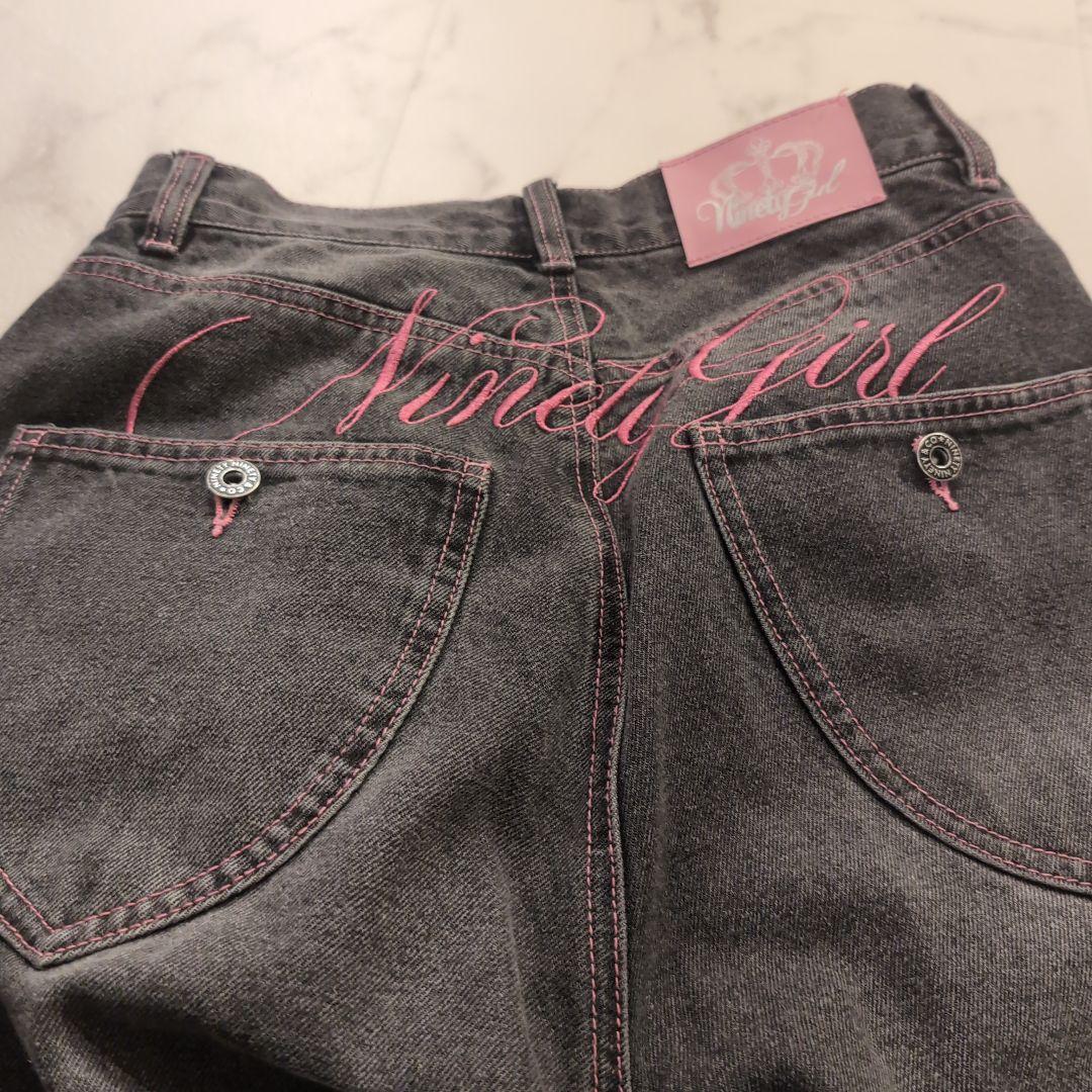 極美品【9090 girl】Logo Buggy Denim Pants S