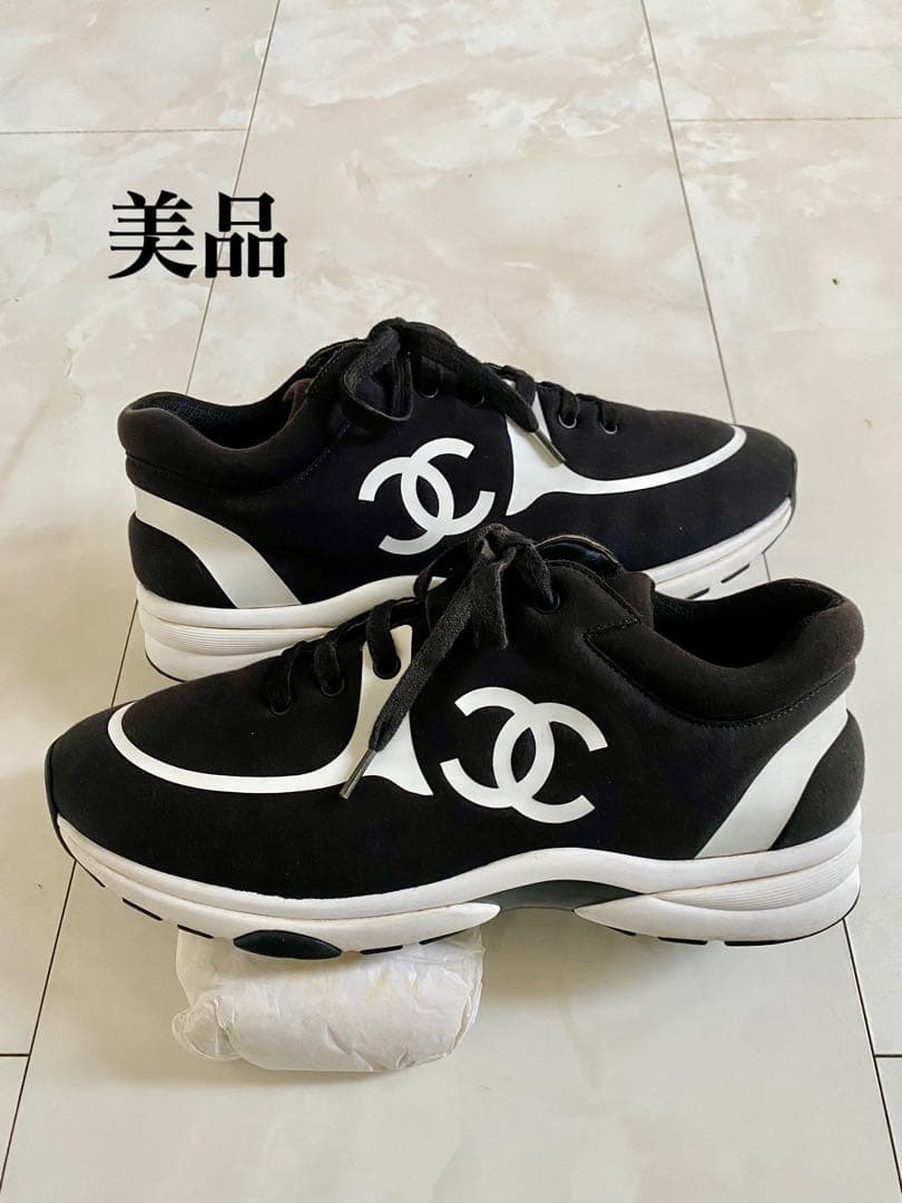 美品 CHANEL homme スニーカー 42 27cm 黒 シャネル メンズ - メルカリ