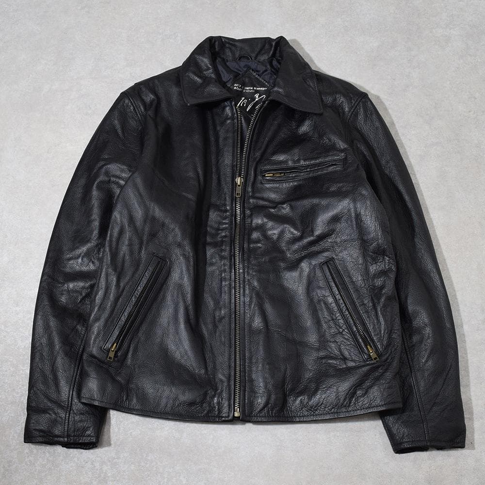 90年代 ARTA 鈴木亜久里 F1 牛革 レザーライダースジャケット 黒