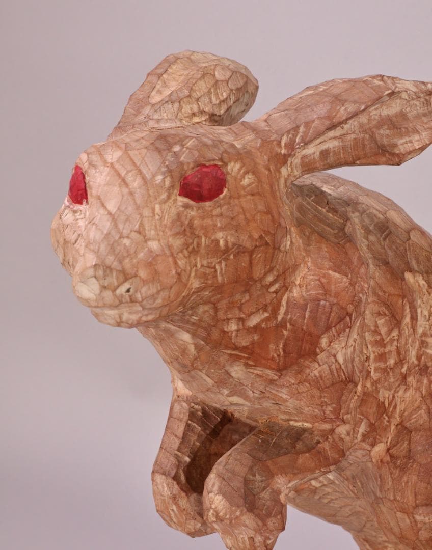 BK202 本物保証 辻志郎作 木彫り 卯 兎 高さ約41cm 置物 オブジェ