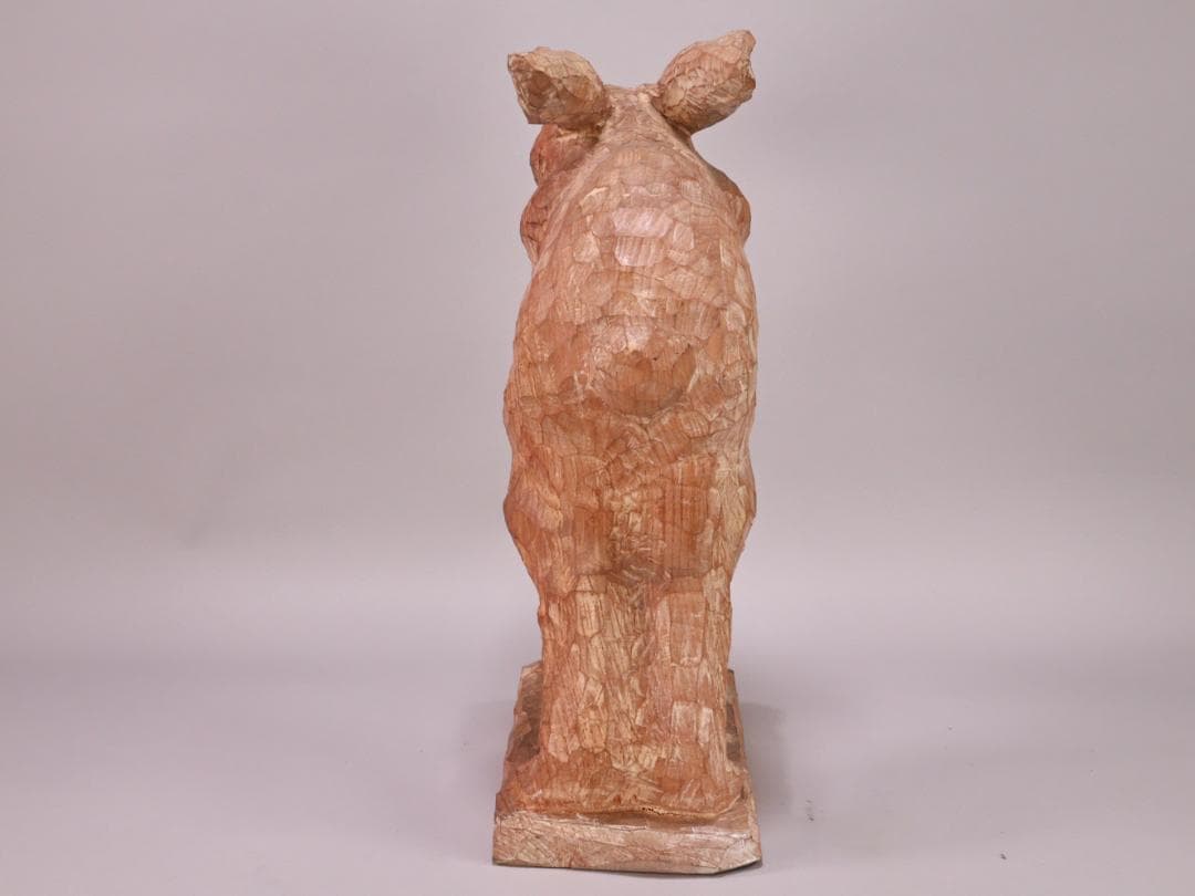 BK202 本物保証 辻志郎作 木彫り 卯 兎 高さ約41cm 置物 オブジェ