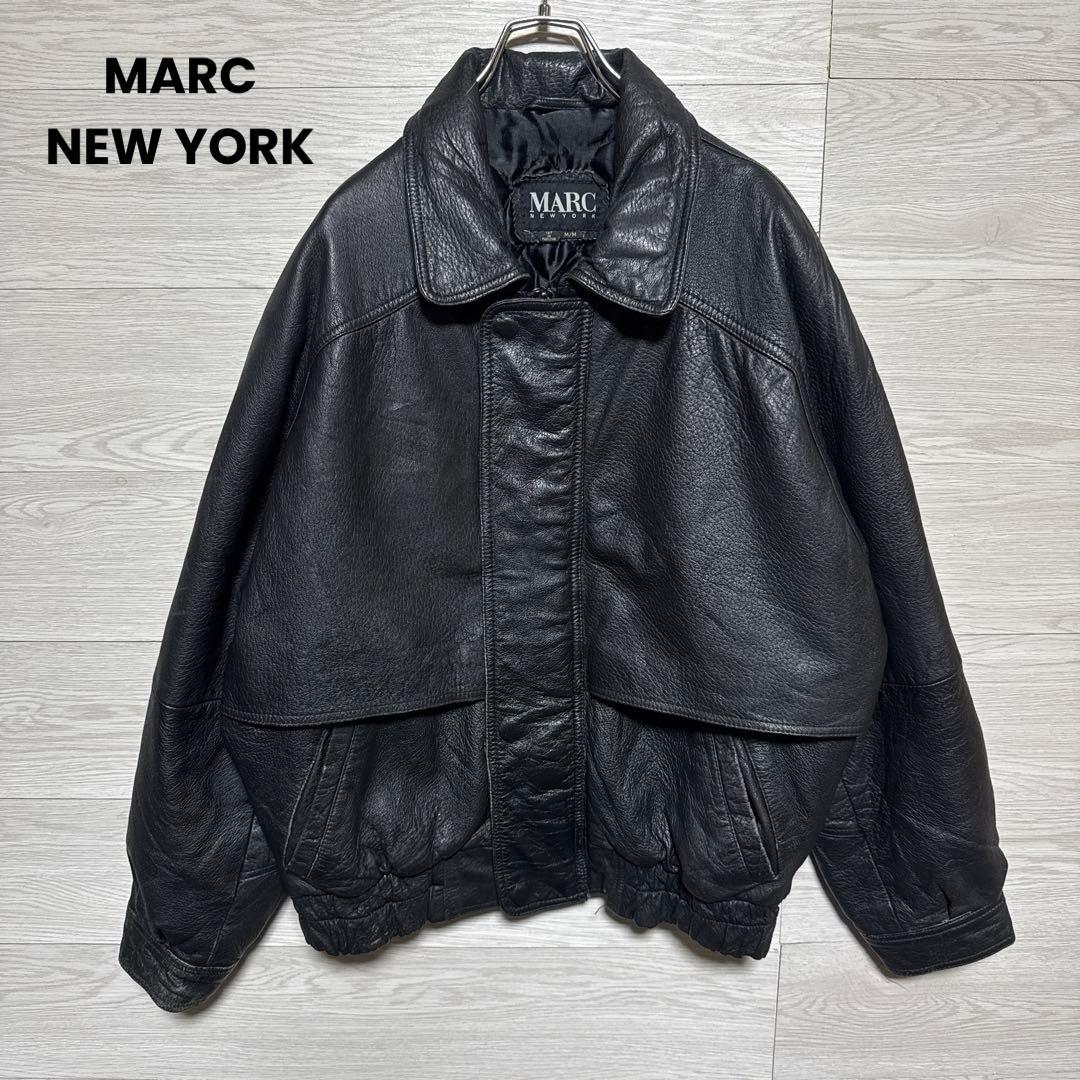 90s MARC A-2 短丈 レザージャケット 本革 キルティング 中綿 黒