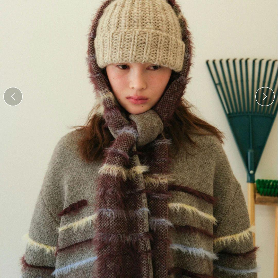 PAMM パム フレットボーダーニット ブラウンブルーライン